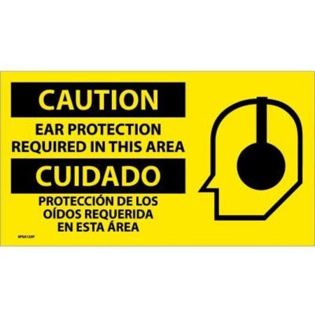 NATIONAL MARKER CO Bilingual Vinyl Sign - Caution Ear Protection Required In This Area SPSA123P